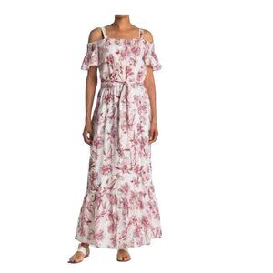 Julia Jordan NWT Cold Shoulder Floral Maxi Dress Bohemian Ivory/Red Size 14